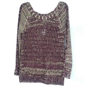 Narciso Rodriguez for Design Nation Womens L Marled Purple Beige Sweater $64 NEW